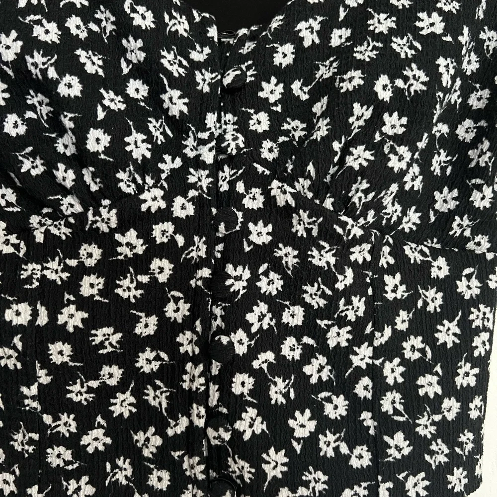Free People Black and White Floral Crop Top
